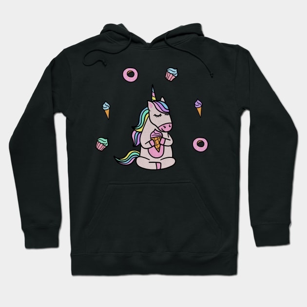 Cute Unicorn Yoga Meditating, Dessert Lover Hoodie by dukito